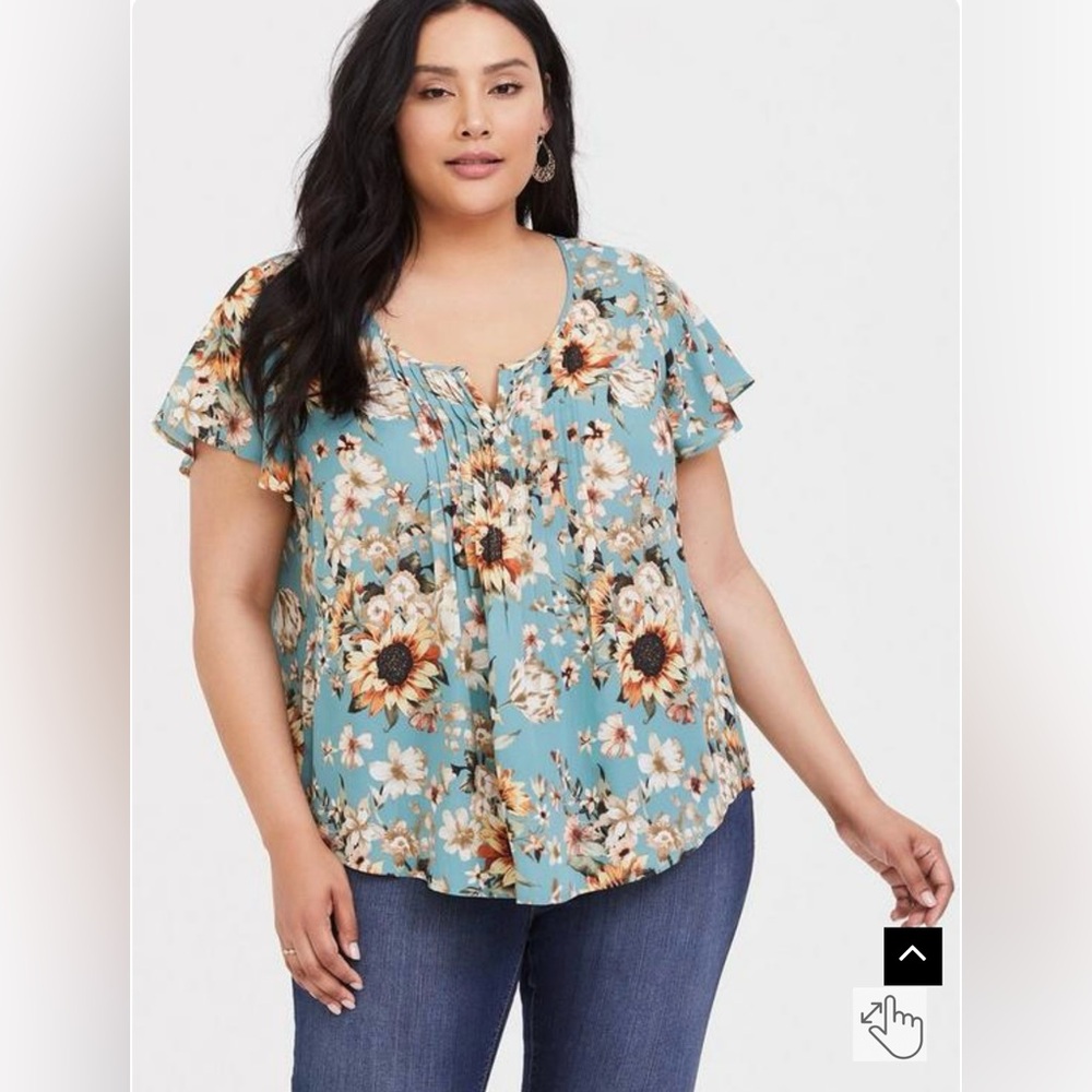 Torrid sunflower Georgette Pintuck Blouse size 5 (1)